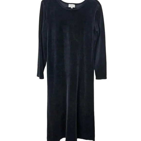 Vintage Y2K Velvet Dress Size Medium Modest Velour Long Sleeve‎ Black - Picture 7 of 7
